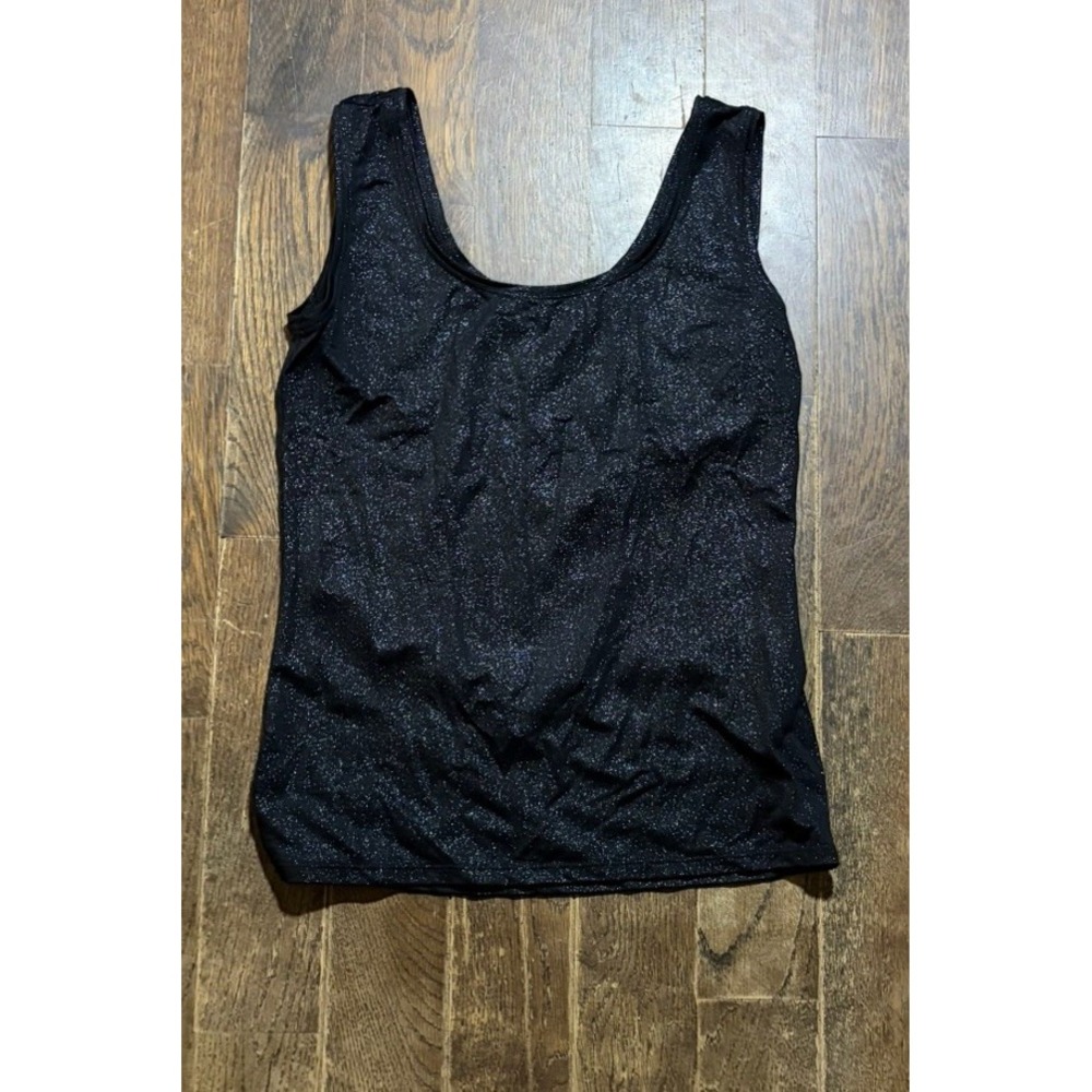 White House Black Market Black Silver Glitter Sheen Tank Top Size Small